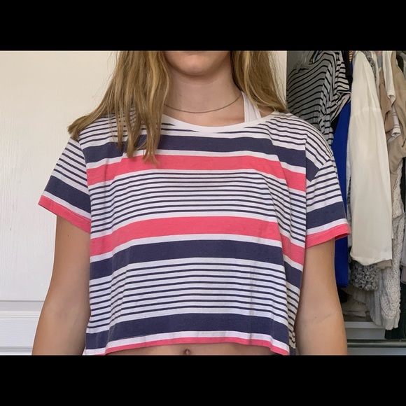 striped cropped tee shirt ! - Picture 1 of 2